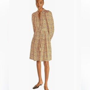 Rebecca Taylor Brown and Cream Long Sleeve Dress